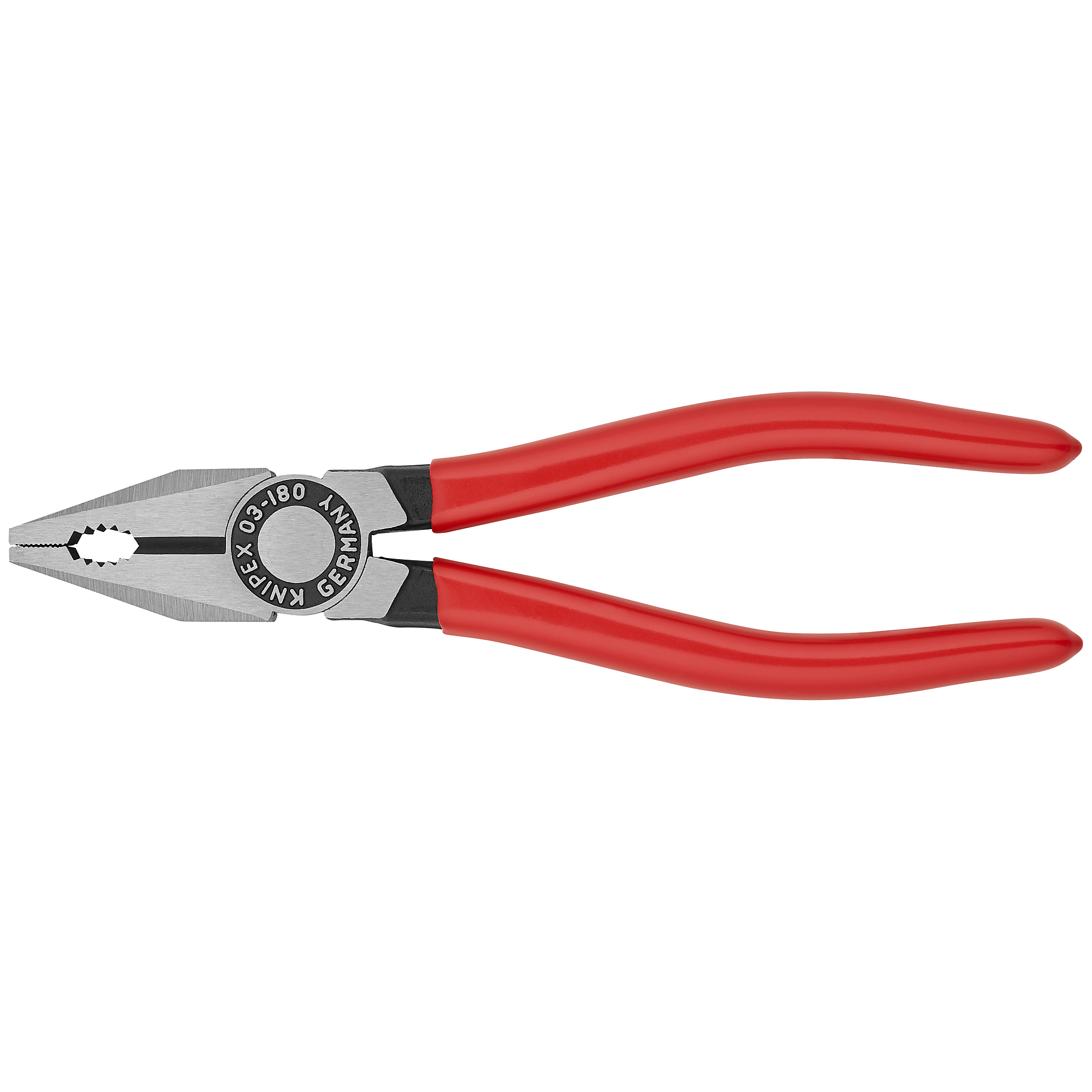 KNIPEX Combination Pliers - 7.25in., Plastic Coating, Steel, 0.469in. Jaw Capacity, Model# 03 01 180